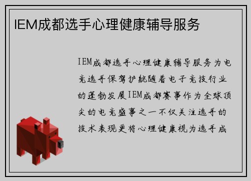 IEM成都选手心理健康辅导服务
