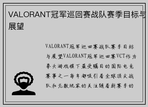 VALORANT冠军巡回赛战队赛季目标与展望
